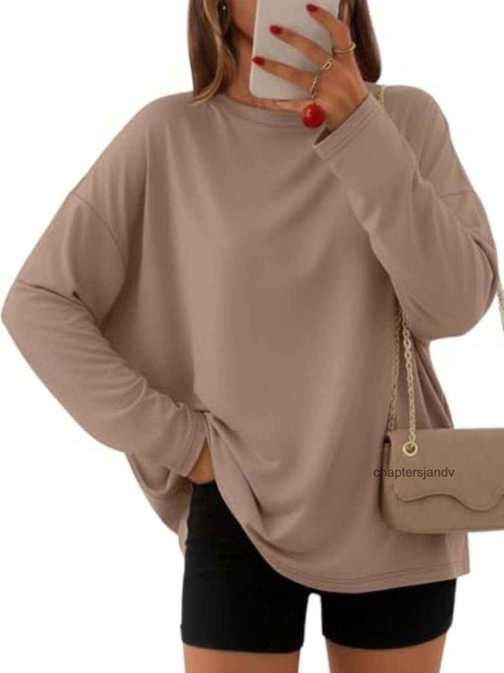 Oversized Long Sleeve Crewneck T-Shirt Casual Relaxed Fit Top